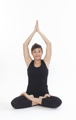 Fototapeta premium Asian Yoga Training Master on white background