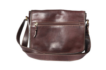 Naklejka premium Leather bag on white background