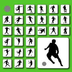 Vector button set of football (soccer) players silhouettes
