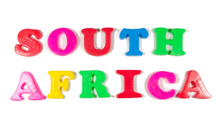 south africa written in fridge magnets