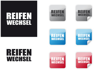 Reifenwechsel Button Sticker Schriftzug