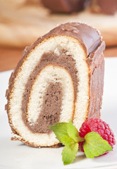 close up piece of cake roll