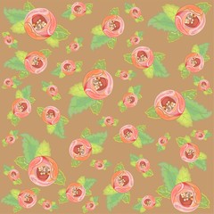 Retro floral background. Rose.