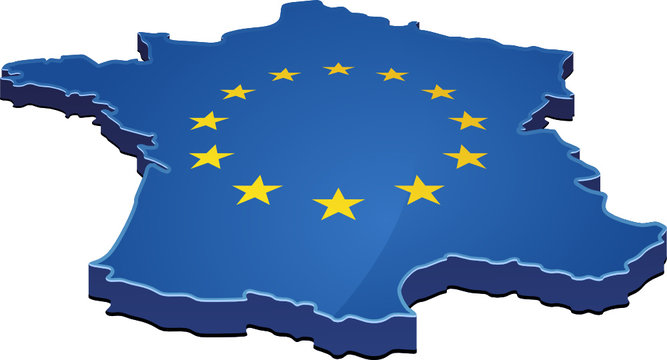 Carte 3D de la France drapeau européen (détouré)