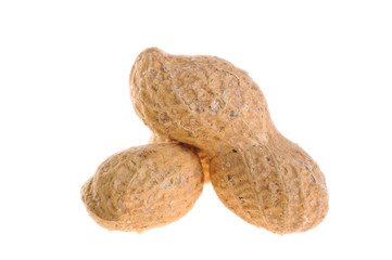 whole peanuts on a white background