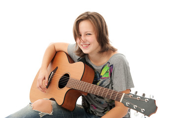 Beautiful Girl playing guitar