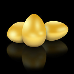 Golden Eggs on black background