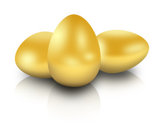 Golden Eggs on white background