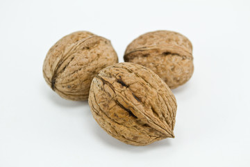 Close-up walnut on a white background