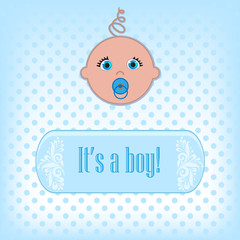 Cute baby boy arrival announcement card.