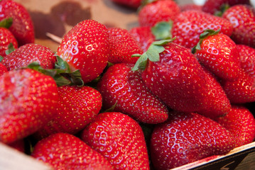 Strawberries on a market stall