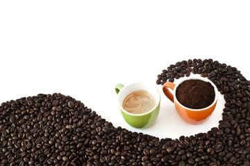 coffee beans, ground coffee and espresso