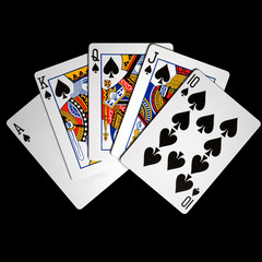 Royal Flush isolated on black background