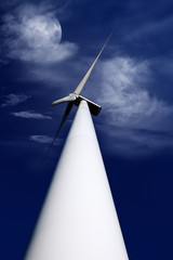 Wind generator in the Night with moon