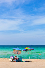 umbrella at the beautiful beach for sun protection