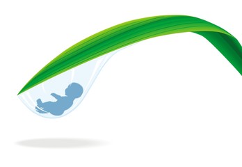 blue water drop with child inside