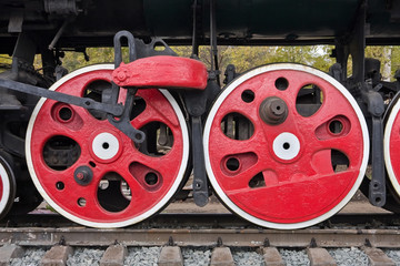 Old steam locomotive wheels