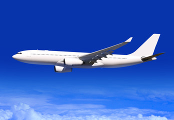 Fototapeta na wymiar passenger plane over clouds