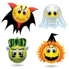 Afwasbaar Fotobehang Fantasiefiguren Smileyballen met Halloween-masker