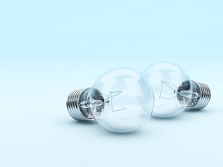 Two bulbs isolated on blue background