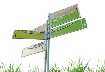 sign board and grass isolated