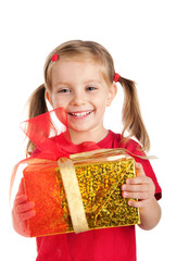 Little girl wih the present