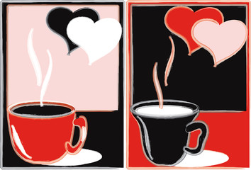 Abstraction with cups and hearts