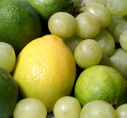 A pile of different fresh and tasty green fruits