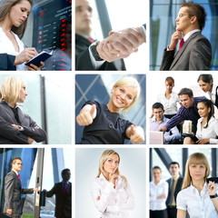 A collage of many different young business people