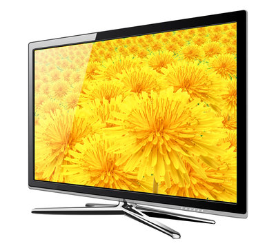 tv lcd with flowers on screen.