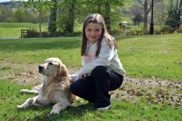 pretty young girl with her dog