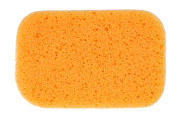 Orange oval bath sponge isolated on white