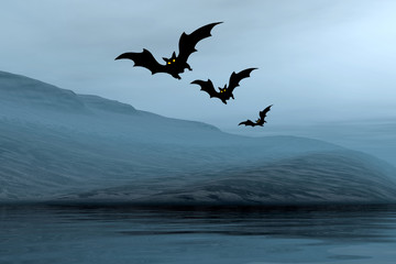 Halloween picture with bats