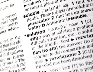 Fototapeta premium Focus on the word solution