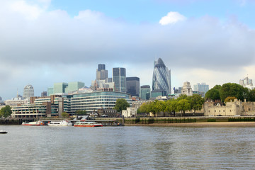 Fototapeta na wymiar Skyline of London City on the Thames