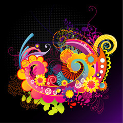 floral color vector composition