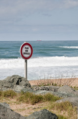 French sign on a beach