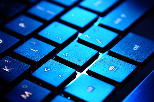 blue keyboard of the personal computer