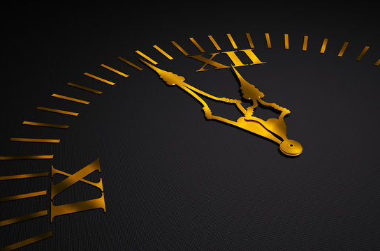 Schwarz Uhr mit golden zeiger 3d