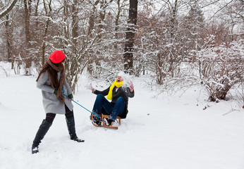 couple snow