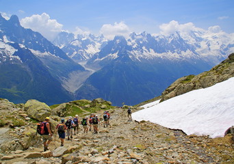 Randonneurs  au Mont Blanc