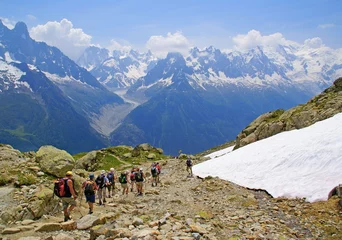 Papier peint adhésif Mont Blanc Randonneurs  au Mont Blanc