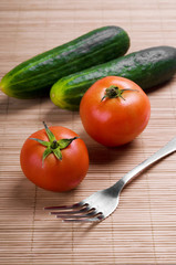 Vegetables on table with plug
