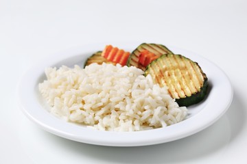 Grilled zucchini and rice