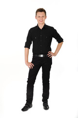 Young man standing on white background