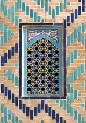 detail of Minarets of Registan, Samarkand, Uzbekistan