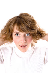 surprised pretty woman