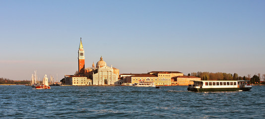 Panoramic view on Grand Canal and San Giorgio Maggiore church.