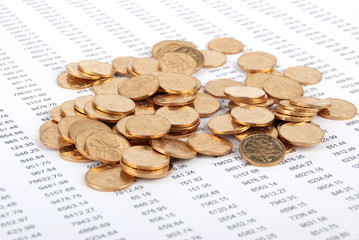 Coins on financial data