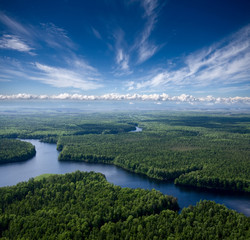 Fototapeta na wymiar Widok z lotu ptaka rzeka las
